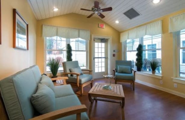 Bright common area with comfortable seating