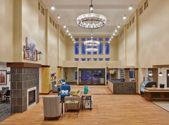 Bright, spacious lobby area with modern decor