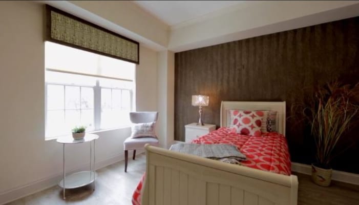 Cozy bedroom setup in an assisted living facility