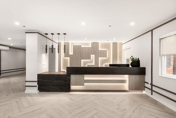 Modern reception area with sleek design