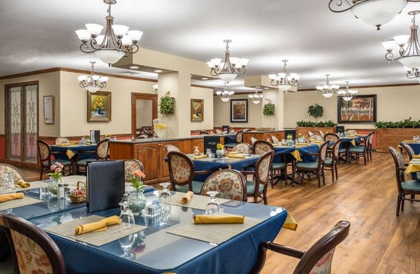 Dining room with elegant tables and decor