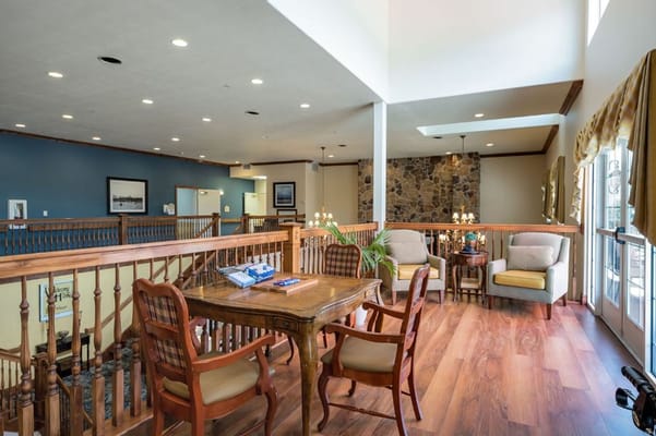 Interior common area with seating and a table