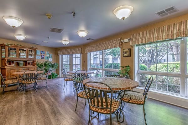 Bright common area for dining and socializing
