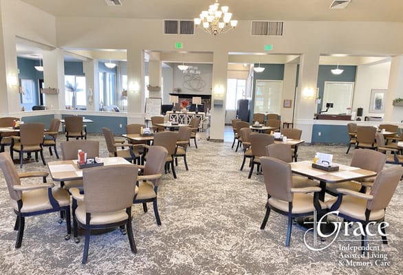 Interior view of the dining room in Grace Assisted Living