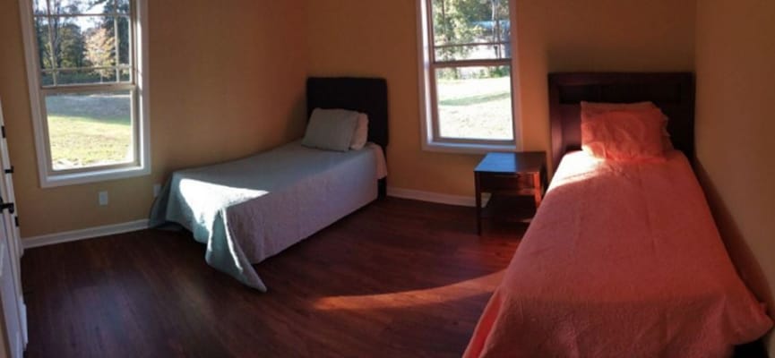 Bright, simple interior of a resident room