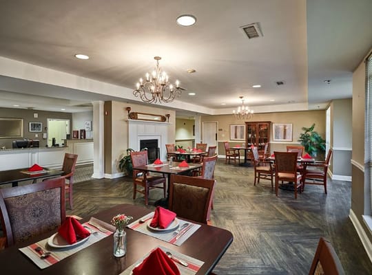 Dining room with elegantly set tables