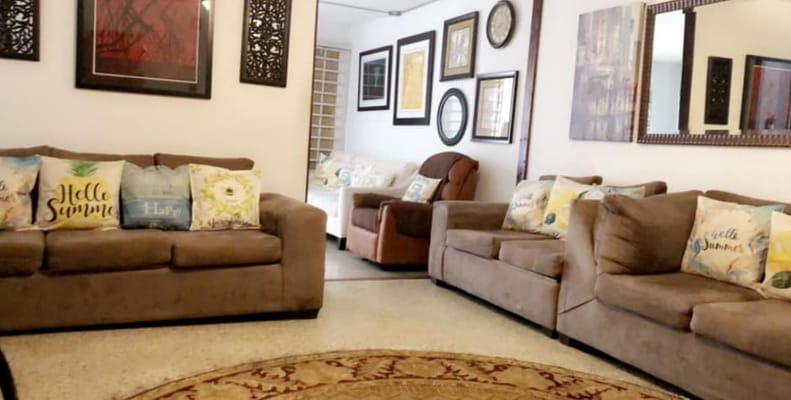 Interior lounge area with comfortable seating