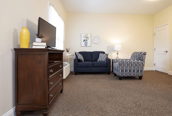 Cozy interior lounge area with seating and decor