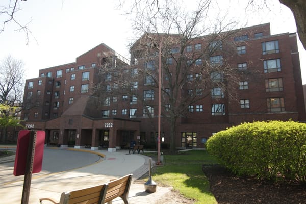 Exterior view of a senior living facility building