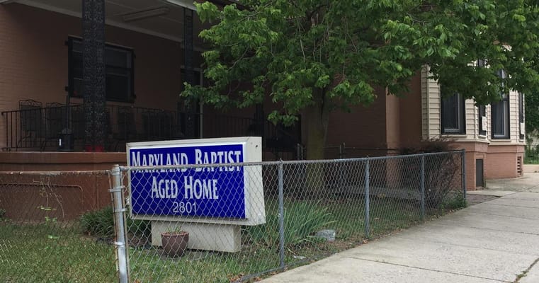 Exterior view of Maryland Baptist Aged Home entrance