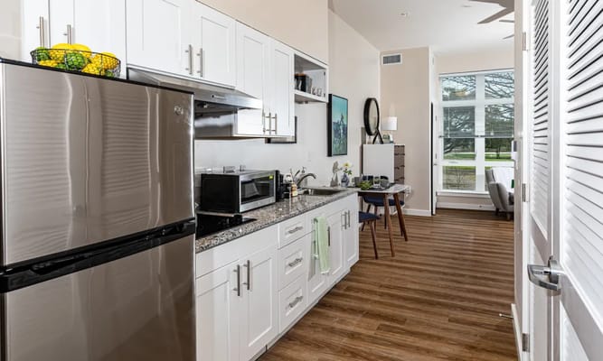 Modern kitchen interior of a senior living facility