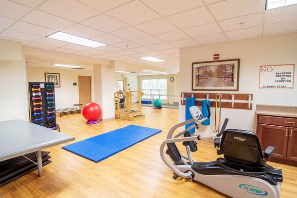 Interior view of a fitness area with equipment