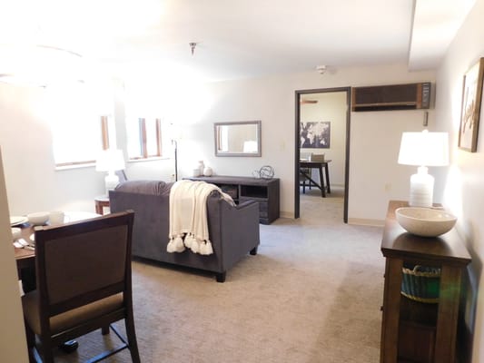 Cozy living room space in a resident unit