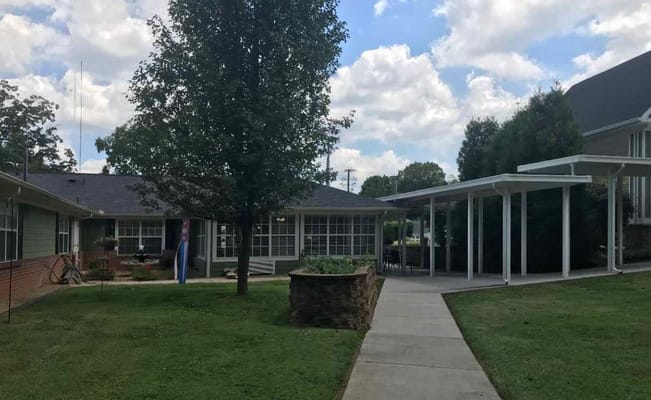 Well-maintained outdoor space with walking paths