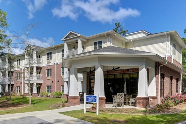 Front entrance of The Village at Summerville senior living facility
