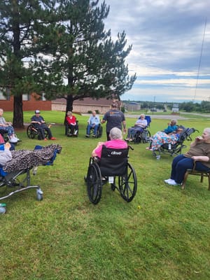 Residents participating in an outdoor group activity