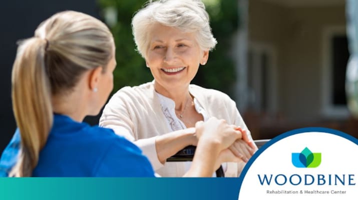 Resident smiling with caregiver outside
