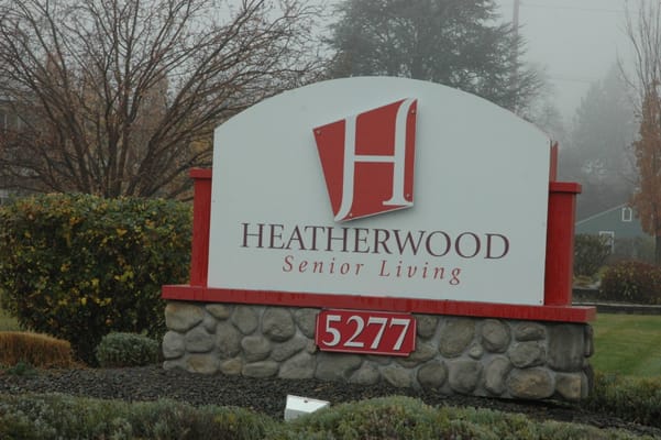 Sign for Heatherwood Senior Living facility