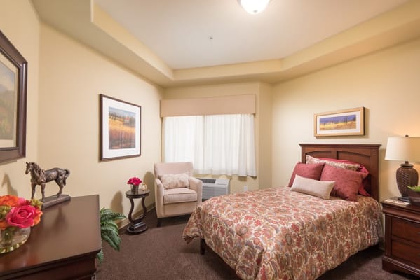 Cozy private resident room with warm decor