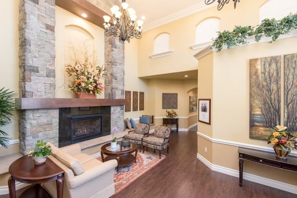 Bright and welcoming common area with seating