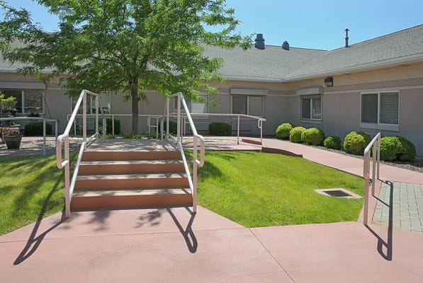 Accessible outdoor space with landscaped grounds