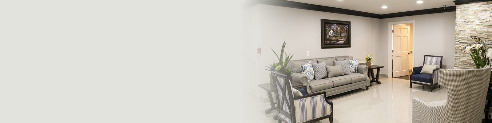 Interior lounge area with seating and decor