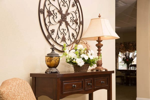 Decorative coffee table in a facility interior