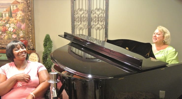 Residents enjoying music in a communal area