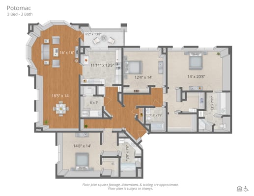 Architectural floor plan of the Potomac model