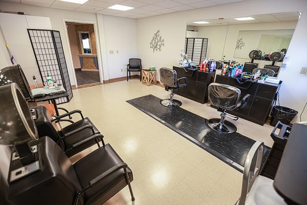 Interior view of a salon in the facility