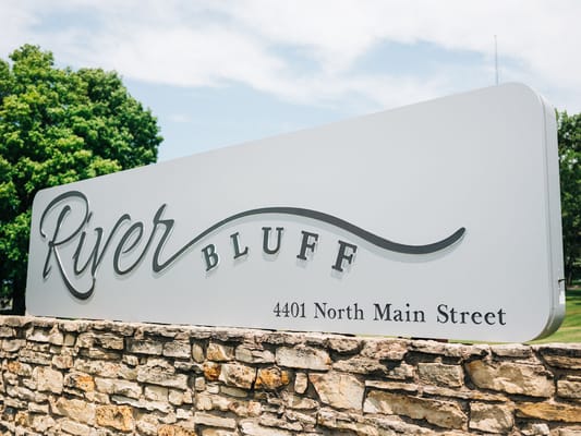 Sign for River Bluff Nursing Home at 4401 North Main Street