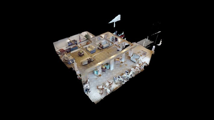 Interior view of a common area with seating and décor