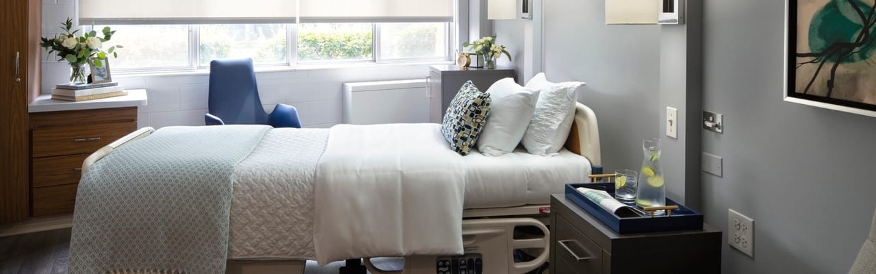 Comfortable private resident room with natural light