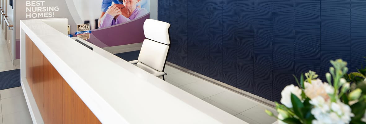 Reception area in a nursing home facility