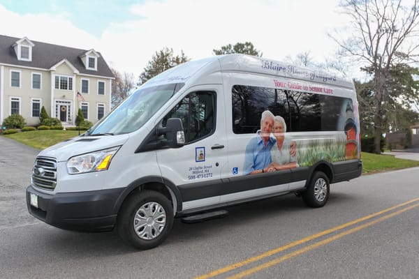 Facility transport van with senior care theme
