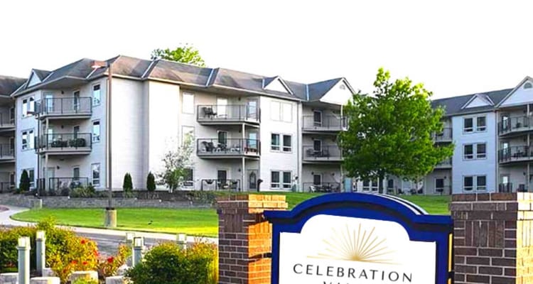 Exterior view of Celebration Villa building and sign