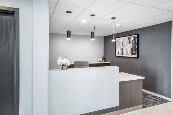 Reception area with modern design and decor