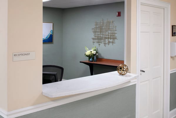 Reception area with a minimalist design