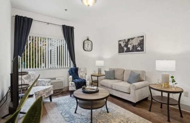 Cozy living room in an assisted living facility
