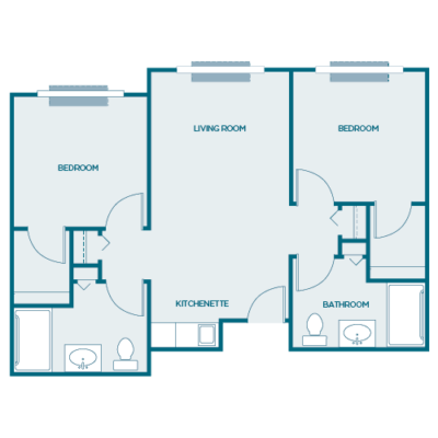 Architectural floor plan of a living space