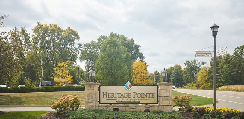 Entrance sign for Heritage Pointe of Fort Wayne