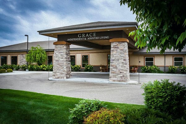 Front view of Grace Assisted Living facility entrance