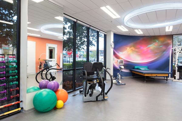 Interior view of a fitness area with equipment