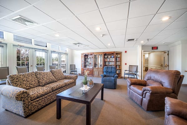 Comfortable common area with seating and decor