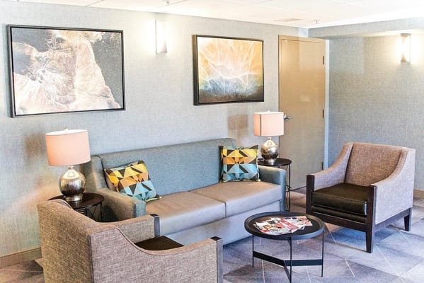 Comfortable seating area in the facility lobby