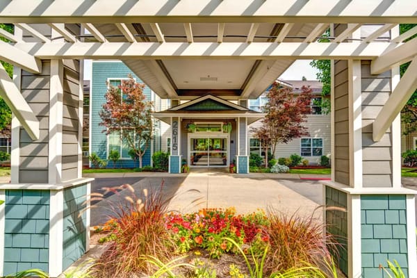 Welcoming entrance to Lone Oak Senior Living facility
