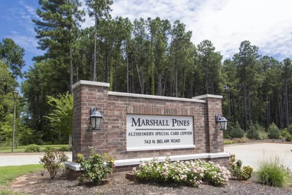 Sign for Marshall Pines Assisted Living facility