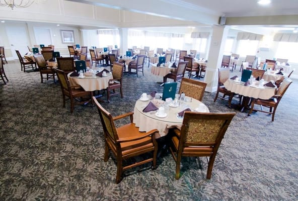 Dining area with neatly set tables
