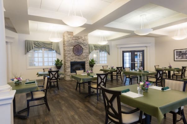 Interior dining area with tables and decor