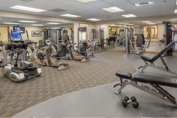 Well-equipped fitness center with exercise machines